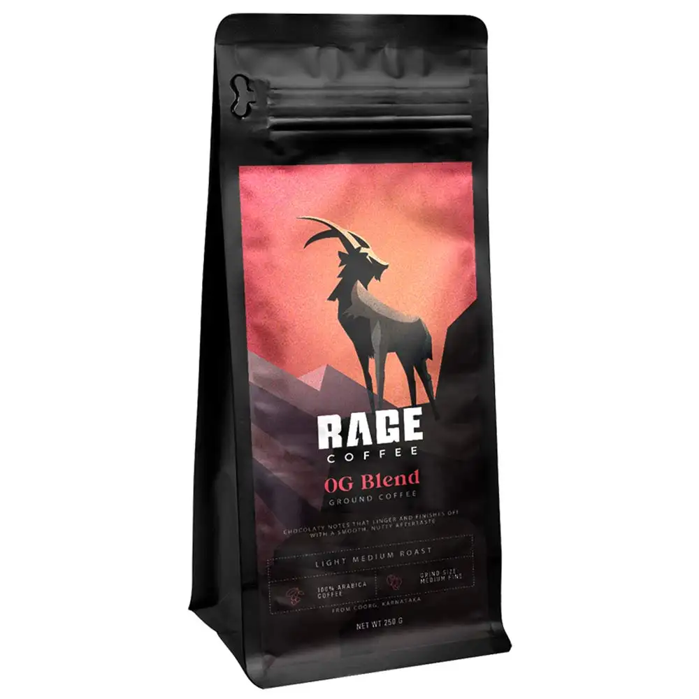 Rage Coffee OG Blend Ground Coffee,  250 g  Home Strainer (Medium Fine)