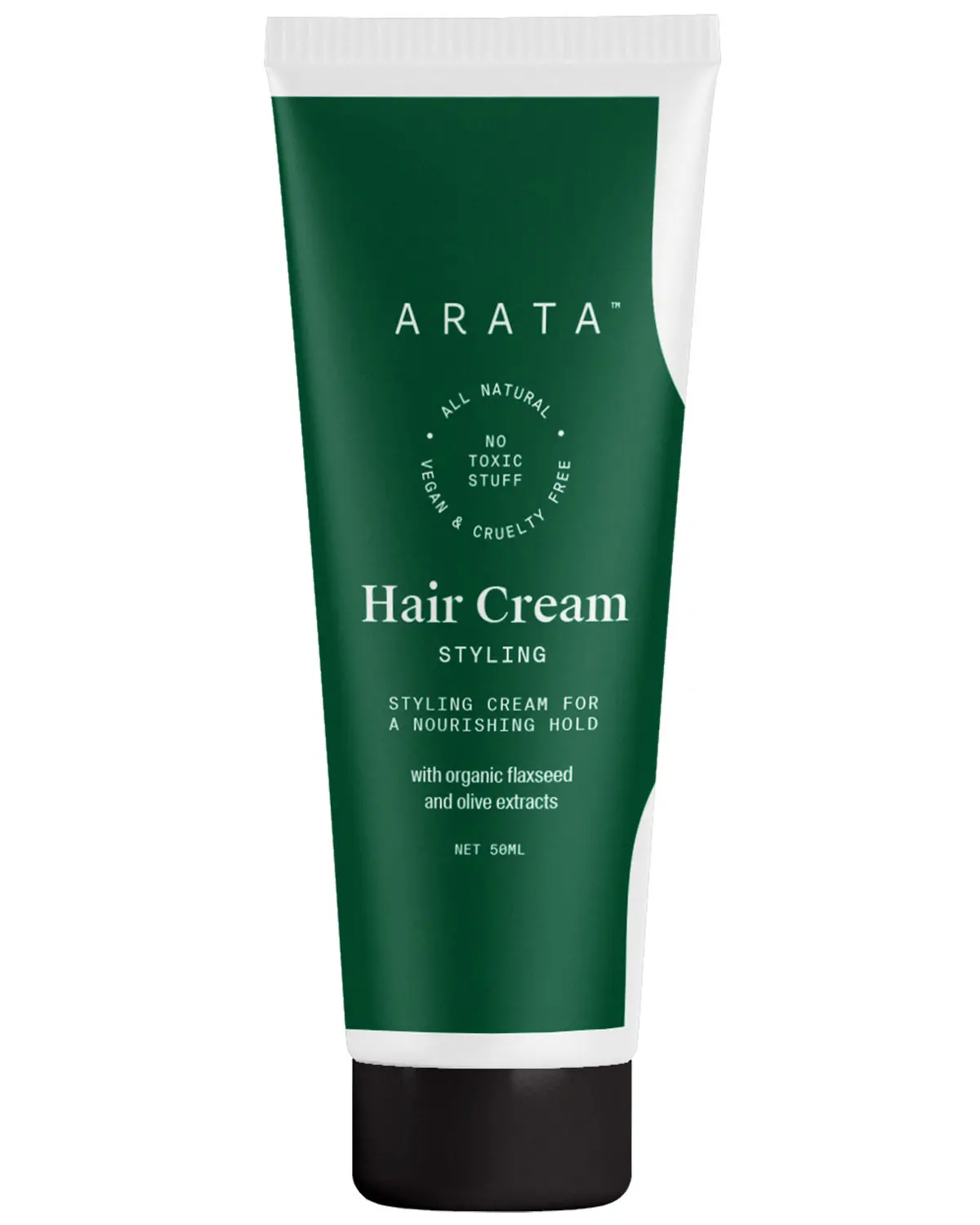 Arata Natural Styling & Hold Hair Cream With Organic Flaxseed & Olive Oil | All-Natural, Vegan & Cruelty-Free | Styling & Hair Growth Formula For Men & Women (50 g)