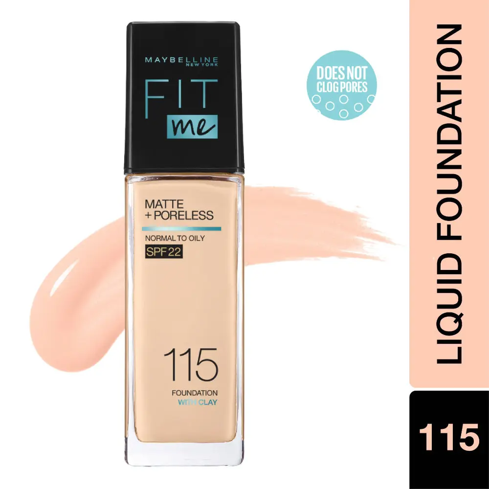 Maybelline New York Fit Me Matte+Poreless Liquid Foundation, 115 Ivory, (30 ml)