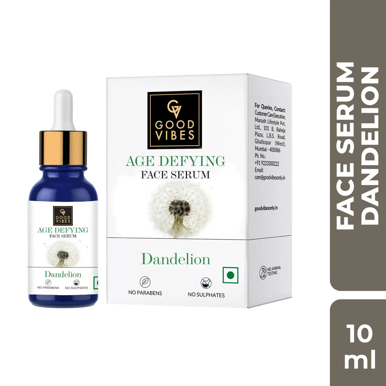 Good Vibes Dandelion Age Defying Face Serum | Anti-Acne, Nourishing | No Parabens, No Sulphates, No Animal Testing, No Silicones (10 ml)