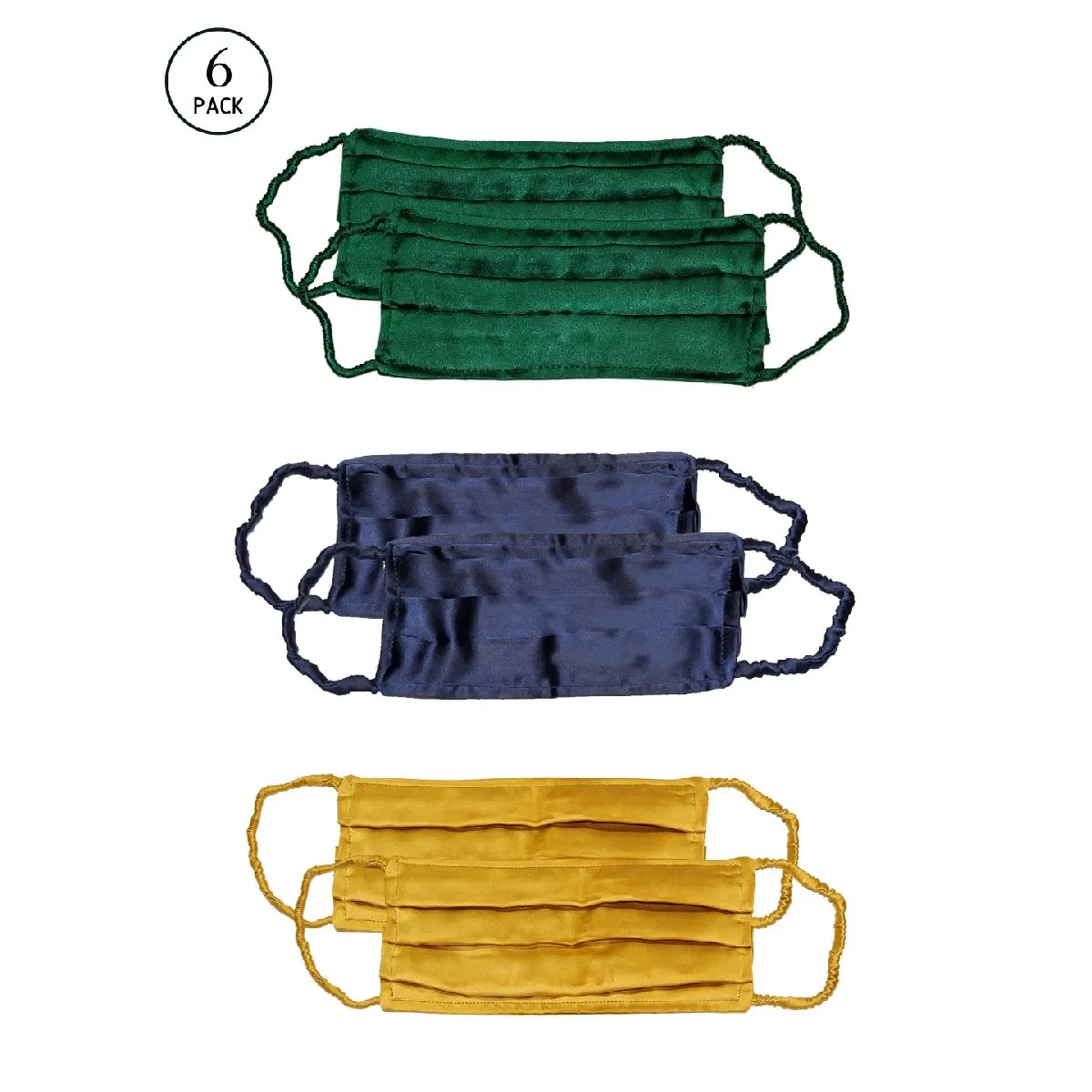 Bellofox Emerald, Sapphire And Citrine Sheen 3-layer 3-ply Satin Cotton Face Mask (pack Of 6)