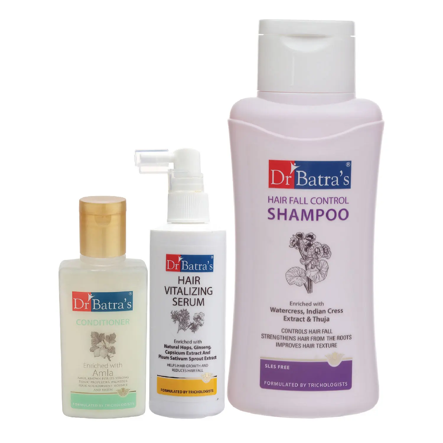 Dr Batra's Hair Vitalizing Serum 125 ml, Conditioner - 100 ml and Hair Fall Control Shampoo - 500 ml