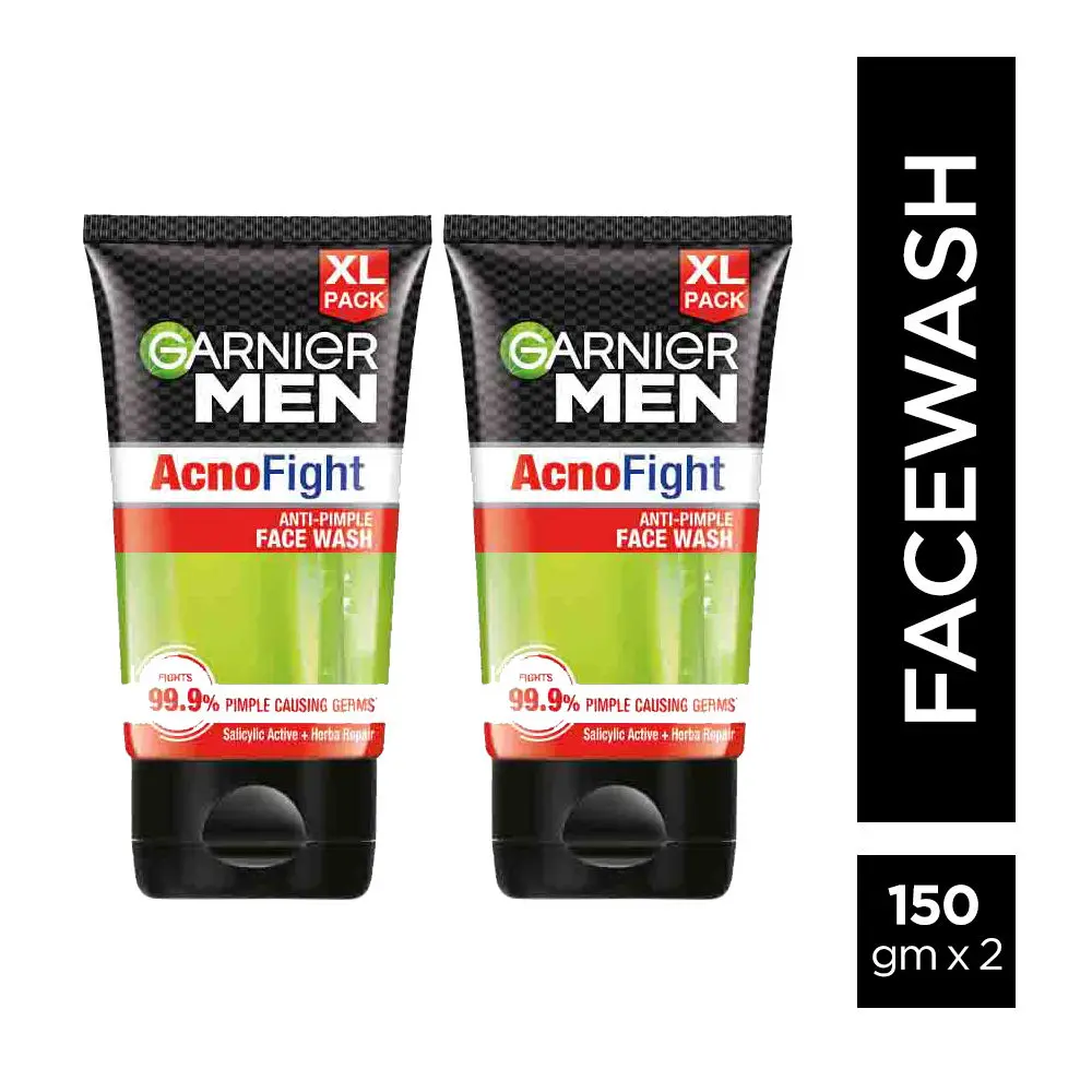 Garnier Men Acno Fight Facewash - For Pimple And Acne Prone Skin, 150gm (Pack of 2)