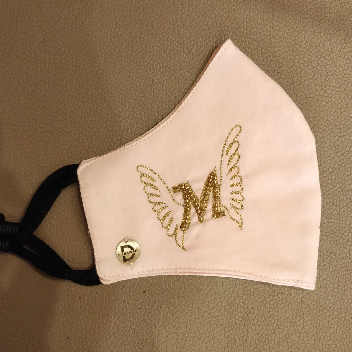 Diya Aswani Pink Personalised M with Wings Mask(1 pcs)