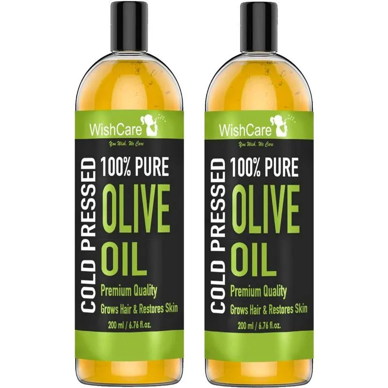 WishCare 100% Pure Cold Pressed Olive Oil for Healthy Hair and Glowing Skin (Pack Of 2)