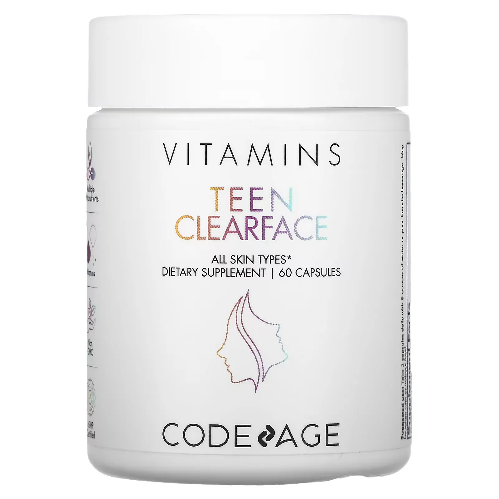 Teen Clearface Vitamins, All Skin Types, 60 Capsules