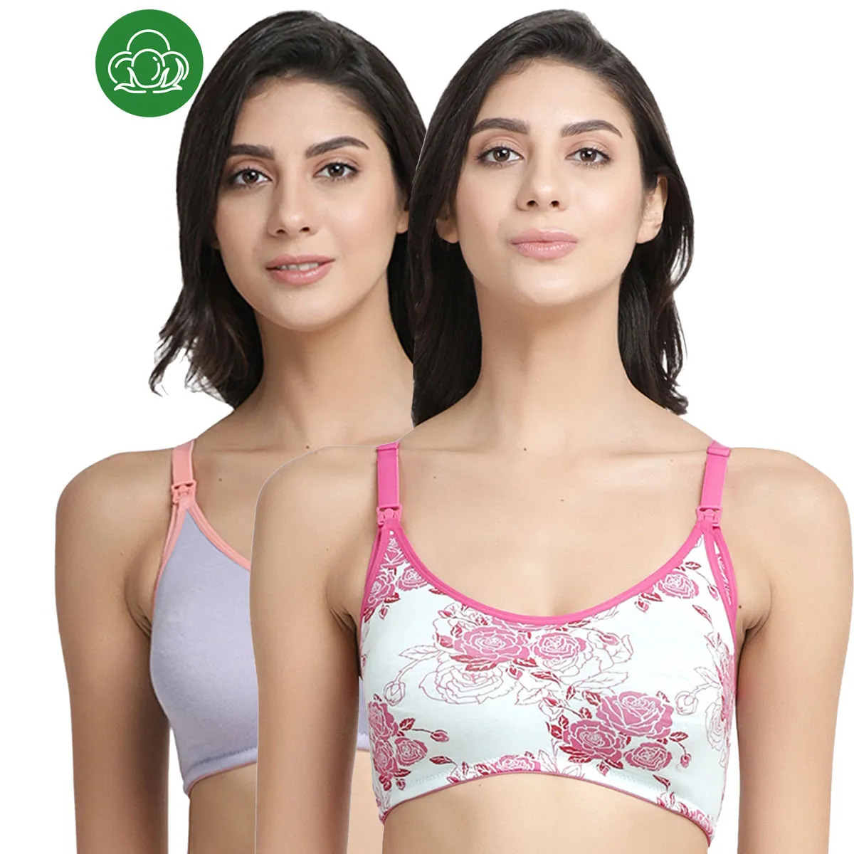 Inner Sense Organic Antimicrobial Soft Nursing Bra Combo of 2 - Multi-Color (36D)