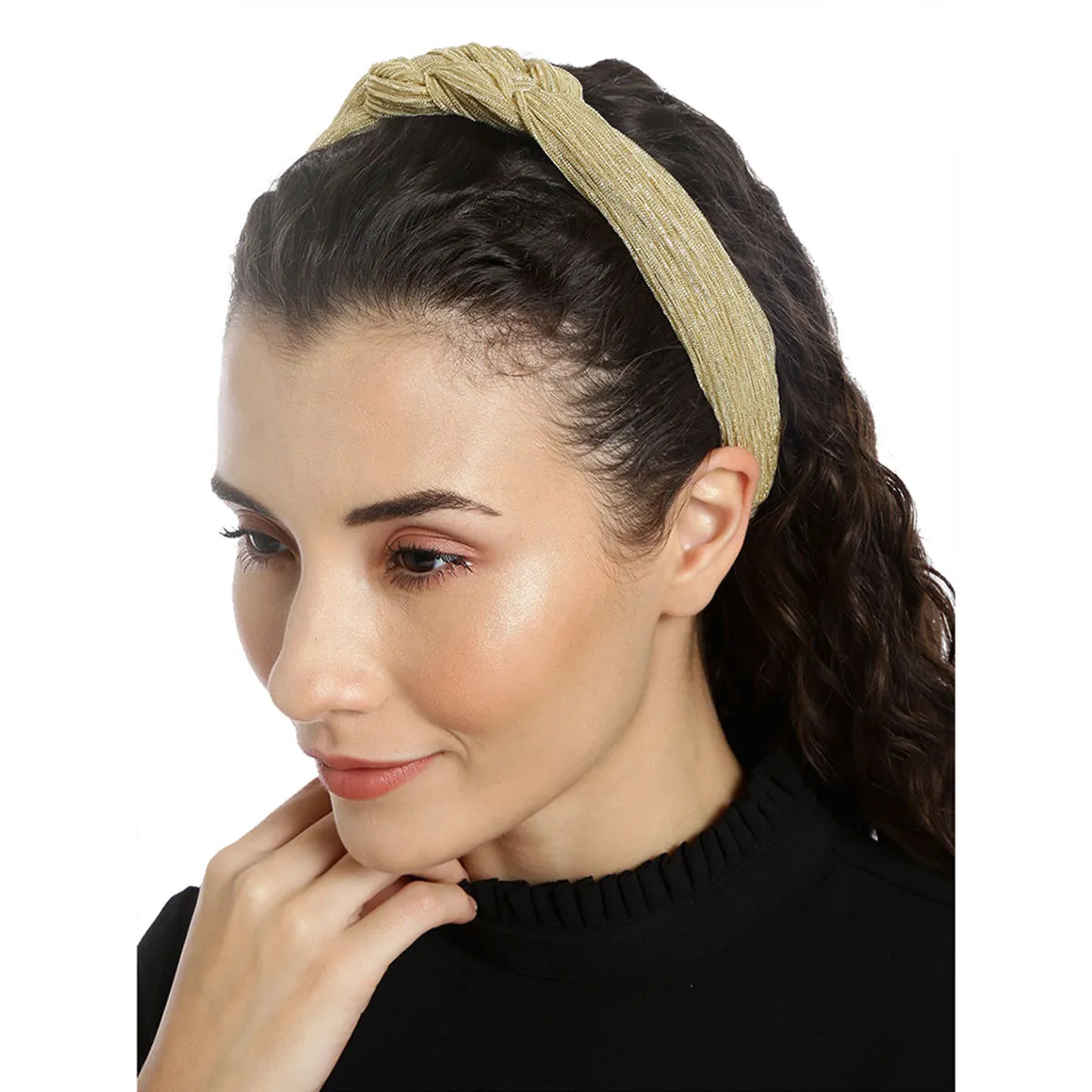 Toniq Beige Shimmery Hairband For Women