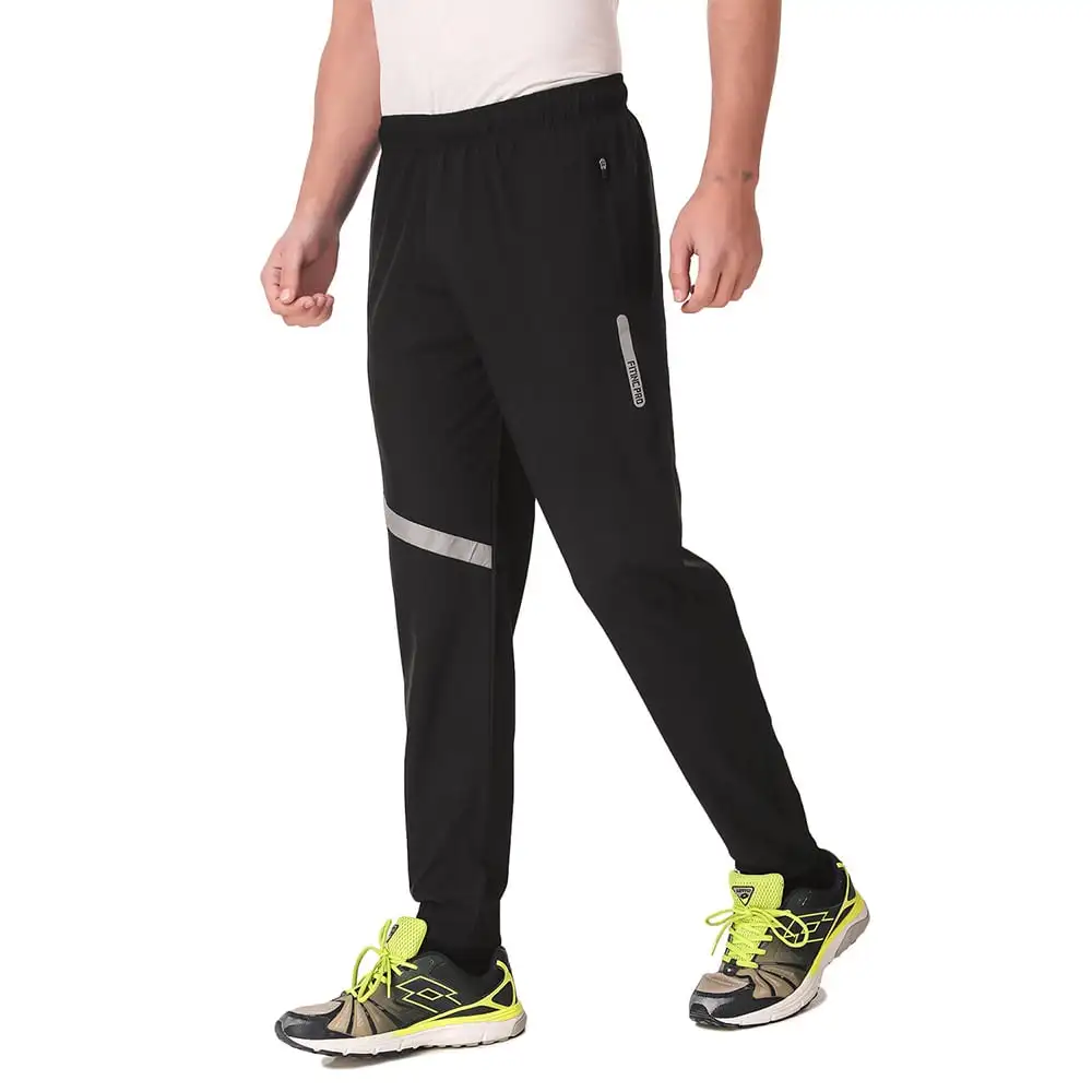 Fitinc NS Polycotton Lycra Jogger with Both Side Zip Pockets,  Black  Small