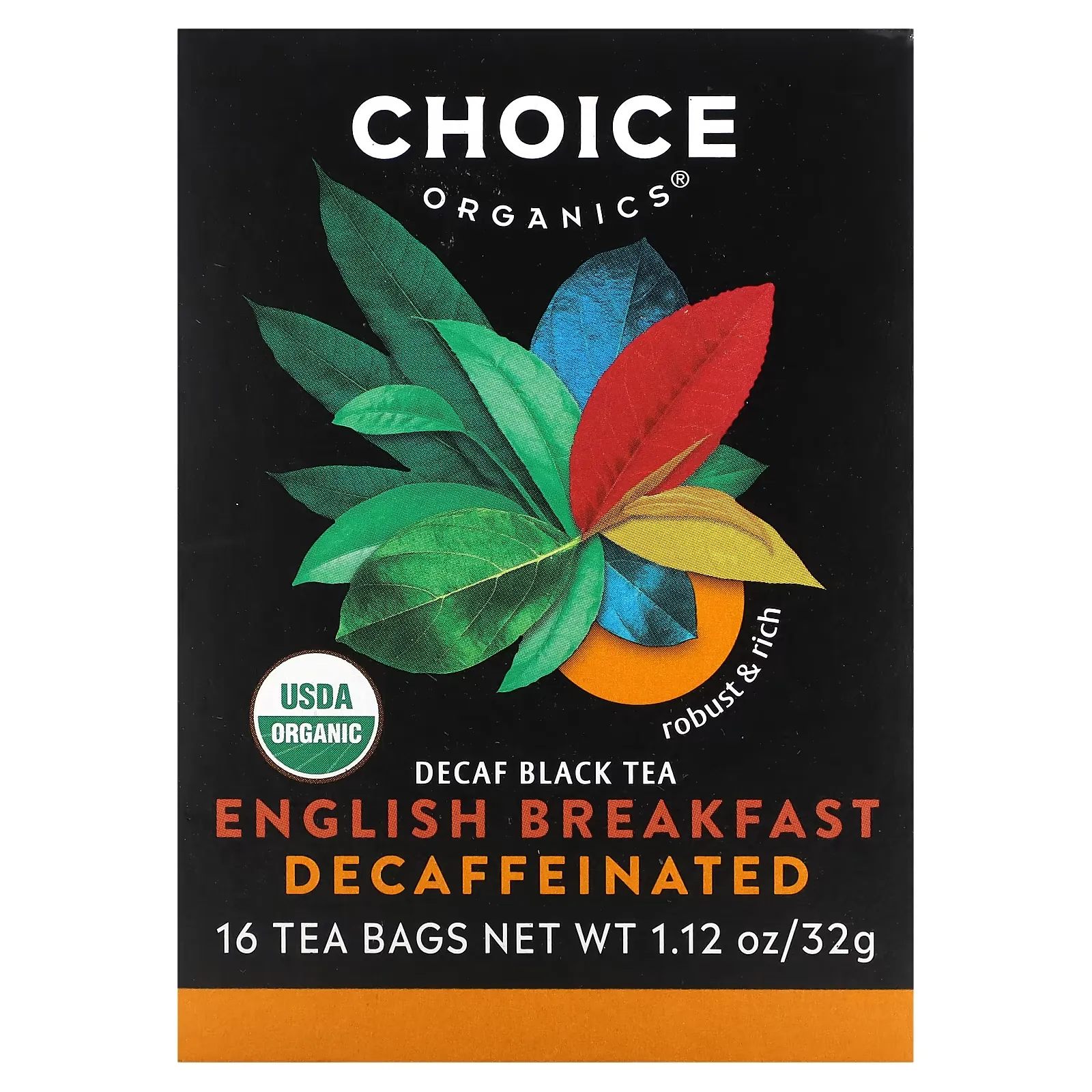 Decaf Black Tea,  Decaffeinated, English Breakfast, 16 Tea Bags, 1.12 oz (32 g)