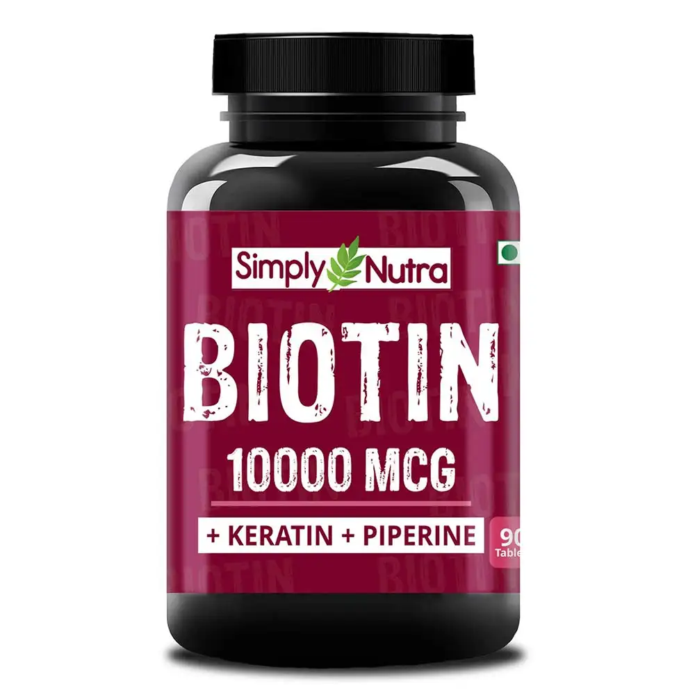 Simply Nutra Biotin 10000mcg with Keratin + Piperine,  90 tablet(s)  Unflavoured