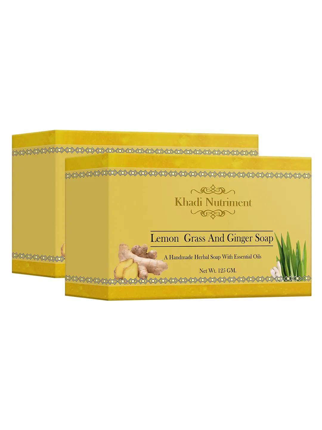 Khadi Nutriment Lemon Grass and Ginger Soap,125 gm (Pack of 2)