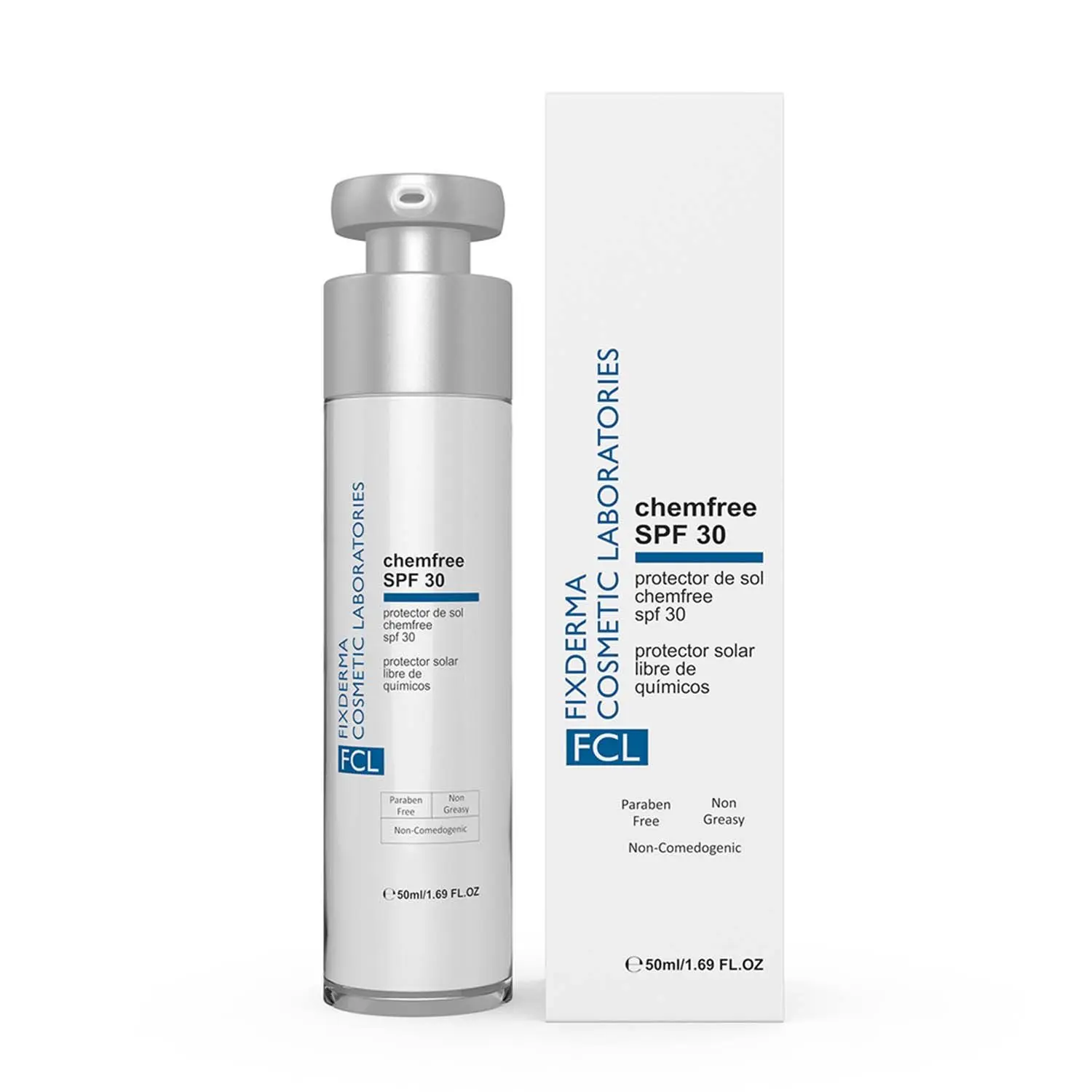 Fixderma Cosmetic Laboratories Chemfree Spf 30 With Micronized Titanium Dioxide & Micronized Zinc Oxide For Chemfree Superblock SPF 30, Weightless Fluid, Non-Whitening Sunscreen 50ml