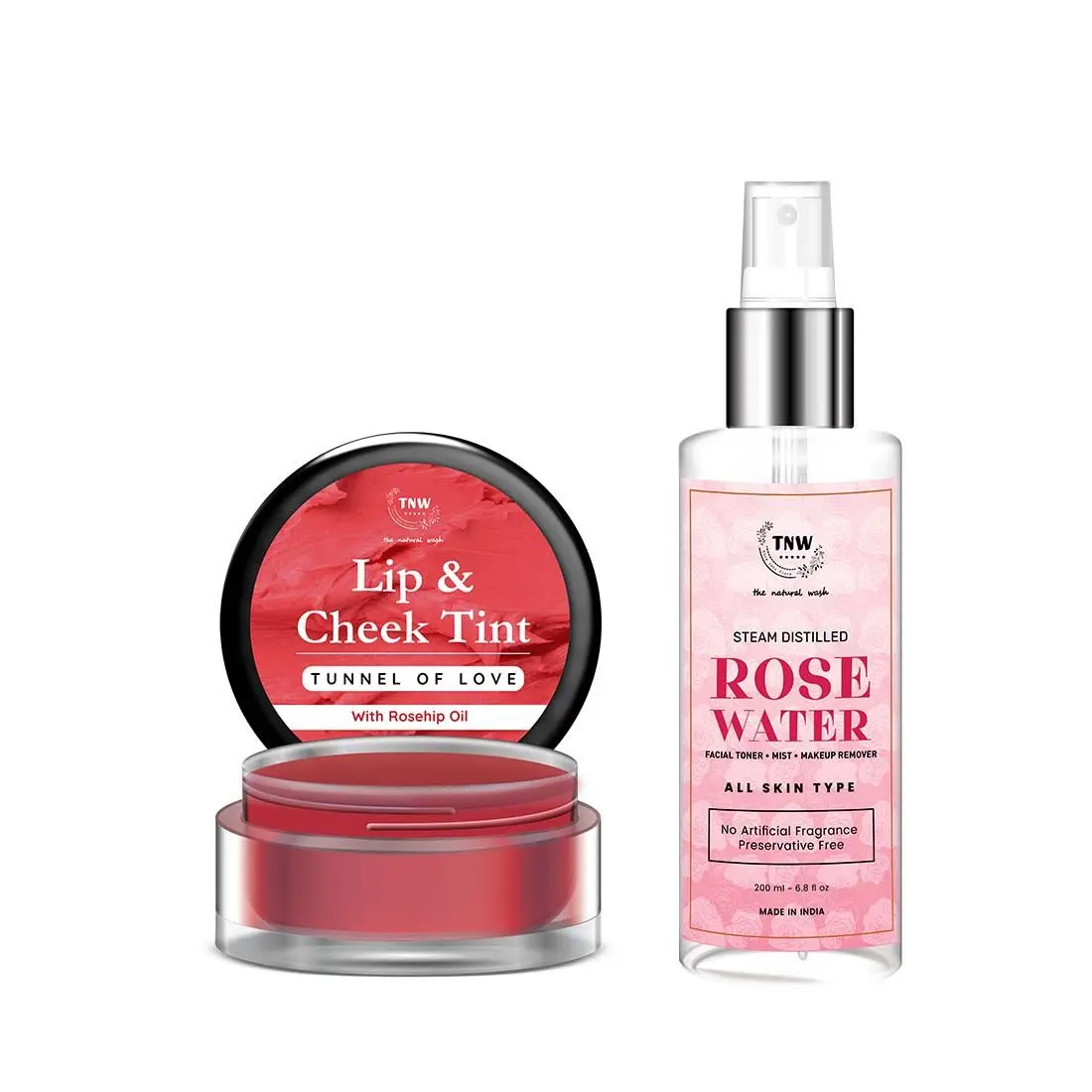 Combo of 2- Tunnel Of Love Lip Tint 5gm & Rose Water Spray Bottle 200ml