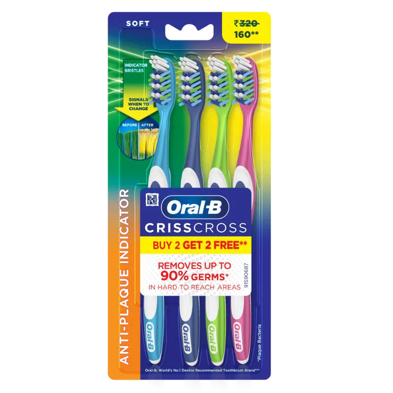 Oral-B Criss Cross Toothbrush Buy 2 Get 2 Free (Soft)