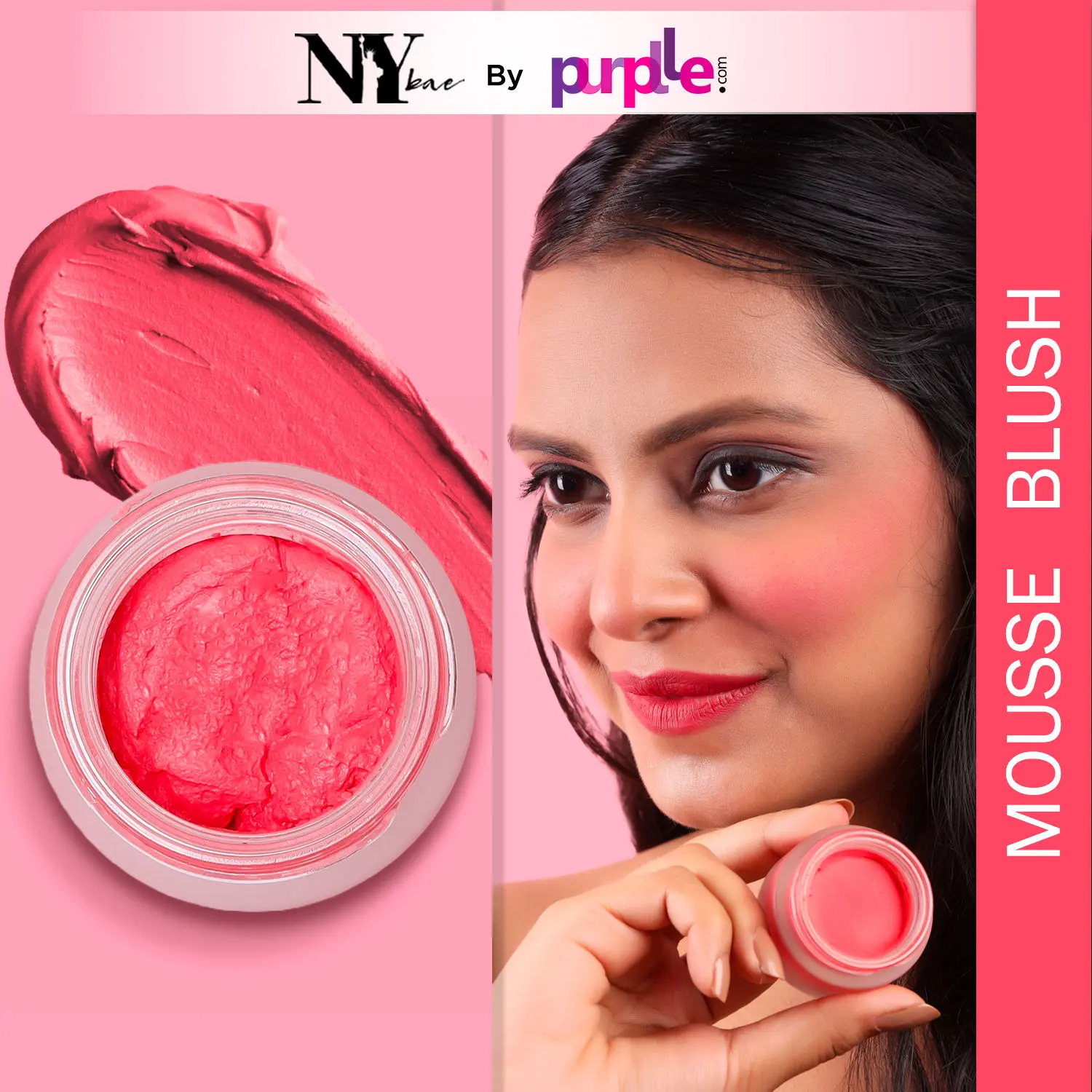 NY Bae Mousse Blush - Orange Sunset 05 (10 gm) | Orange | Natural Matte Finish | Satin Soft | Highly Pigmented | Lightweight | Super Blendable