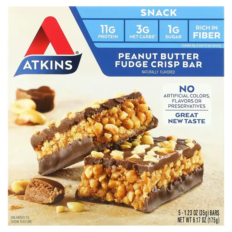 Snack, Peanut Butter Fudge Crisp Bar, 5 Bars, 1.23 oz (35 g) Each