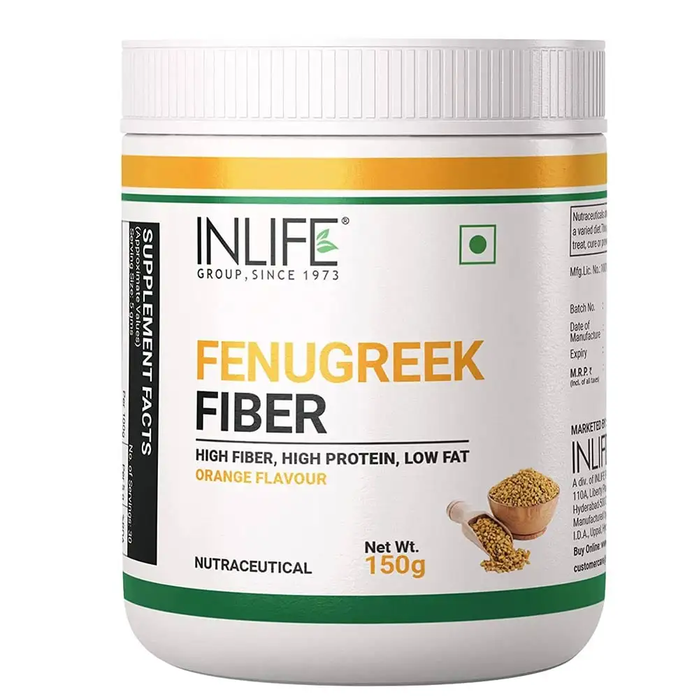 INLIFE Fenugreek Fiber Powder with Orange Flavour,  150 g