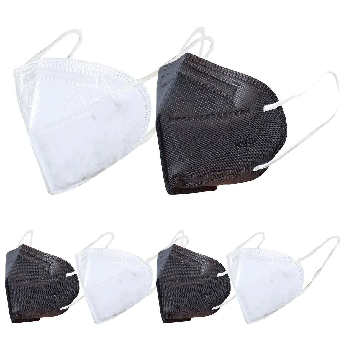 OOMPH Pack Of 6 Kn95/n95 Anti-pollution Reusable 5-layer Mask (black, White)