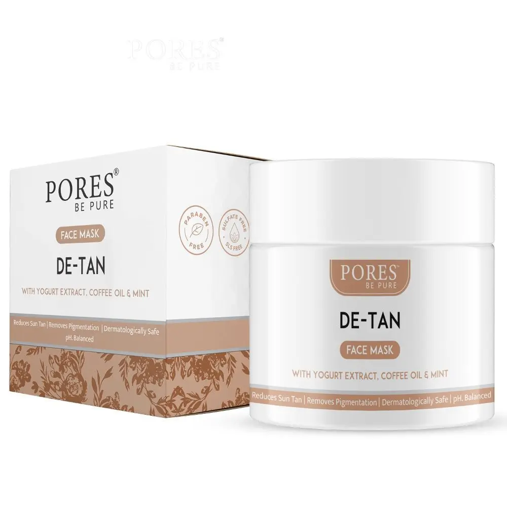 PORES Be Pure De-Tan Face Mask For Radiant Glow, Remove Pigmentation | Tan Removal Face Pack For ALL Skin Types - 100 G