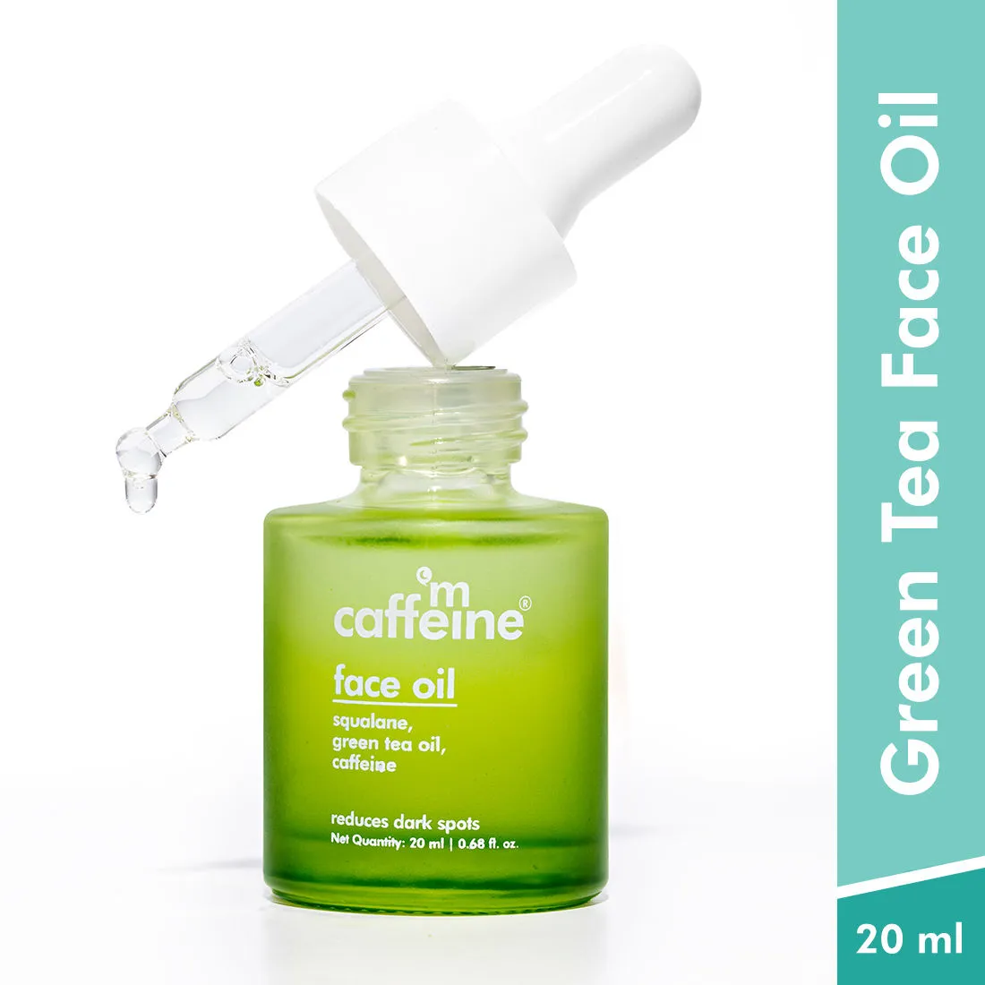 MCaffeine Green Tea & Squalane Face Oil for Dewy Glow - Hydrates, Reduces Dark Spots - Lightweight