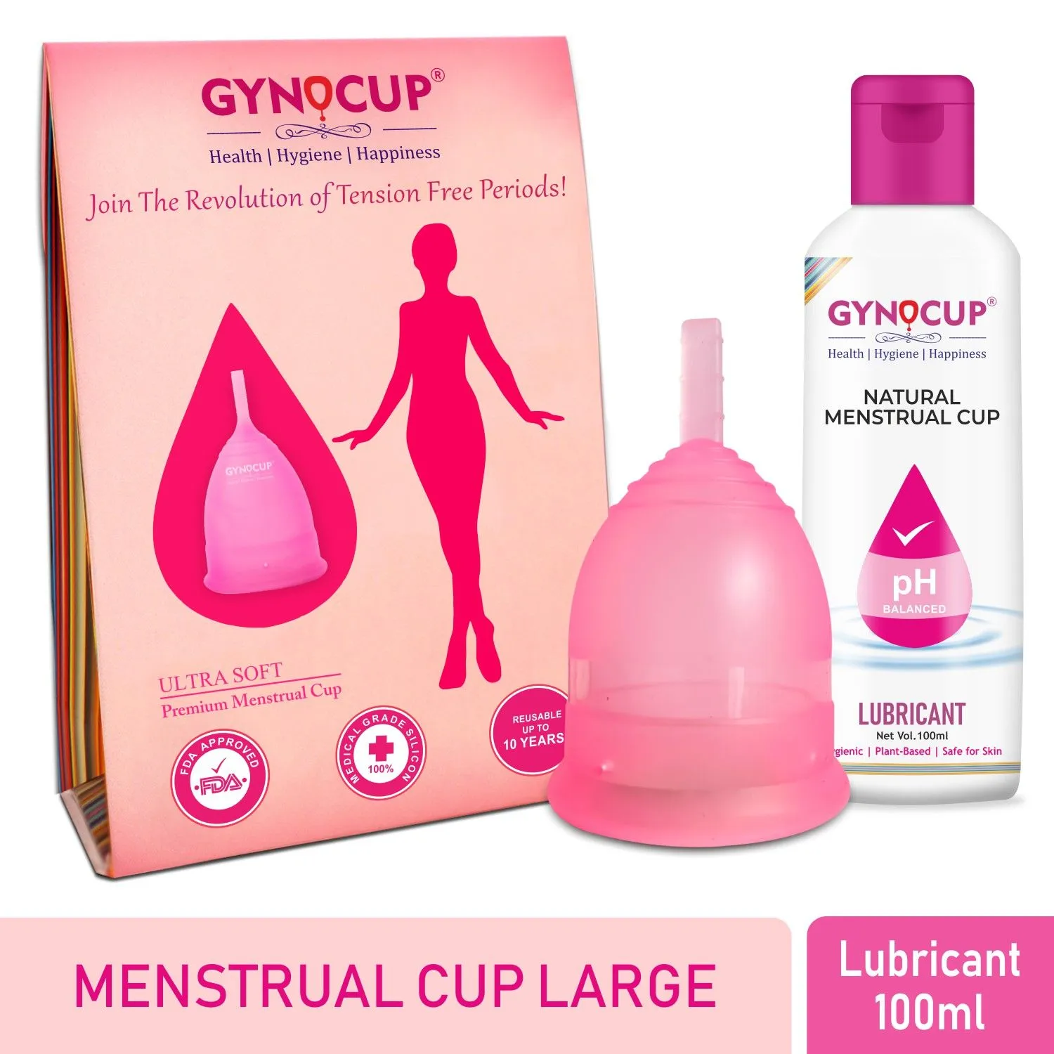 GynoCup Menstrual Cup and Lubricant Combo (Large)