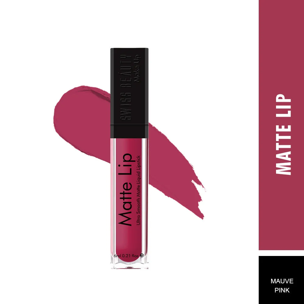 Swiss Beauty Matte Lip Ultra Smooth Matte Liquid Lipstick - 12 Mauve Pink