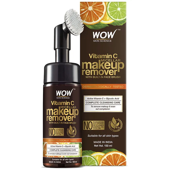 WOW Skin Science Vitamin C Makeup Remover With Built-In Face Brush (Micellar) - No Parabens