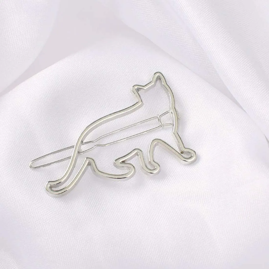 Ferosh Silver Cat Hairpin