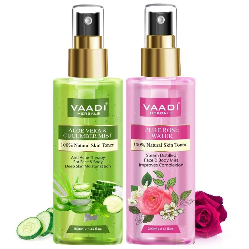 Vaadi Herbals Rose Water & Aloe Vera Cucumber Mist Skin Toner - Pack Of 2