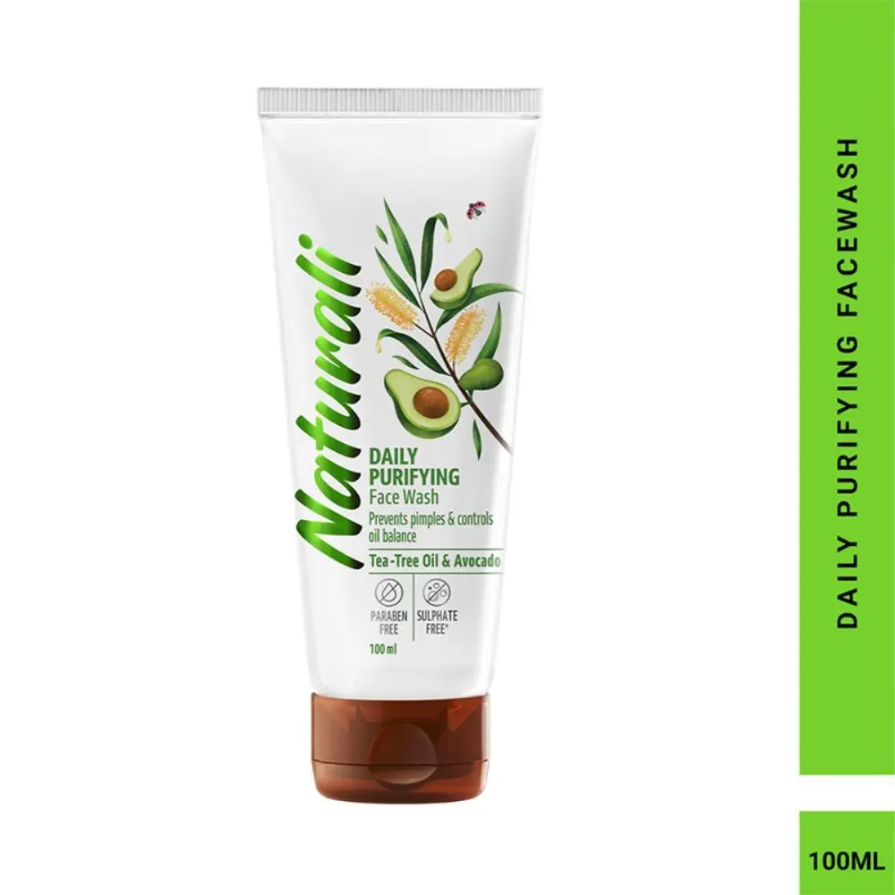 Naturali Daily Purifying Face Wash | With Tea Tree Oil & Avocado | Prevents Pimples & Controls Oil 100 Ml