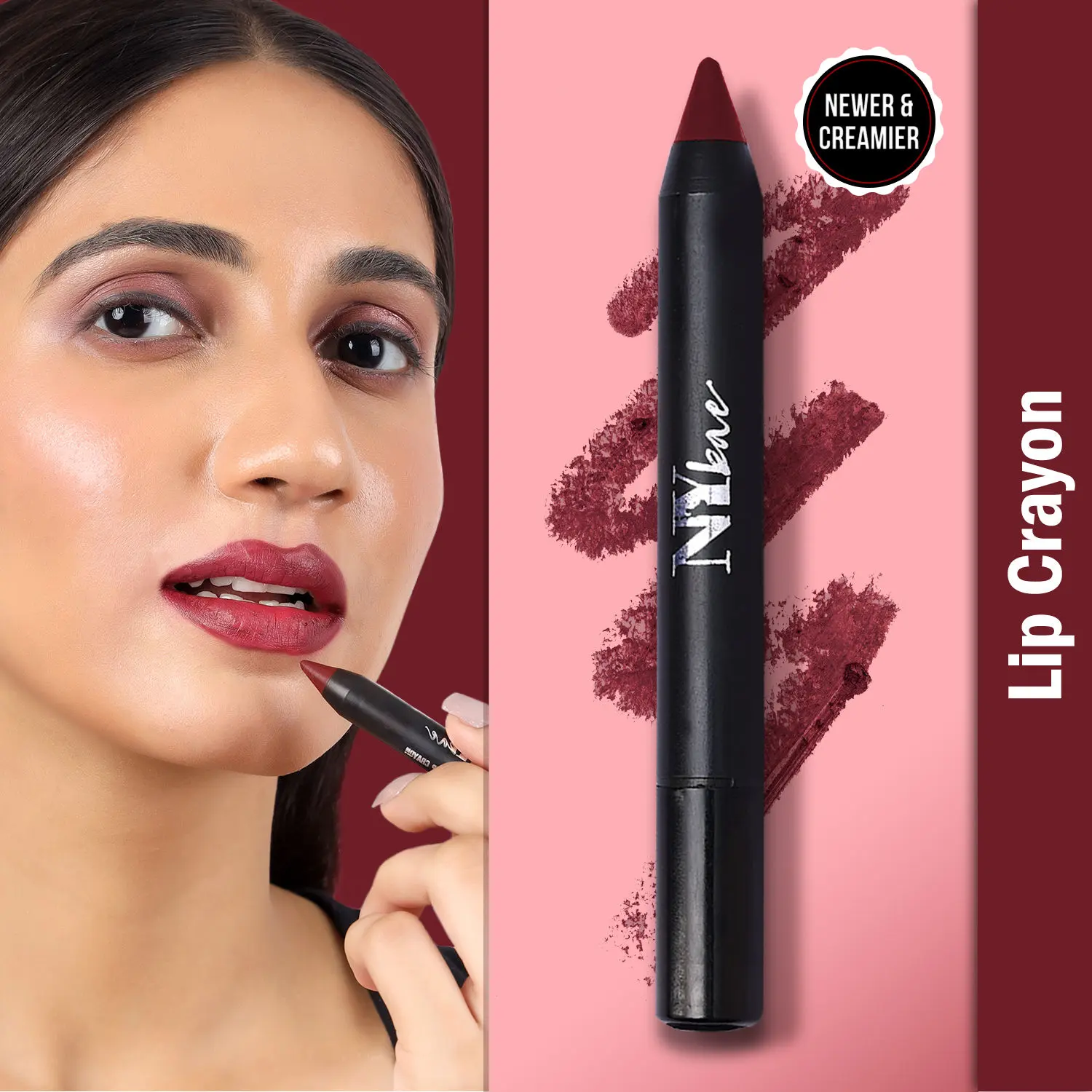 NY Bae Mets Matte Lip Crayon - Worthwine 44 (2.8 g) | Creamy Matte Finish | Lasts Up to 5+ Hours | Moisturizing | SPF Protection