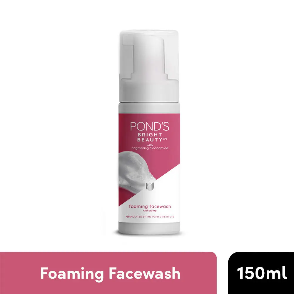 Pond's Bright Beauty Foaming Brush Facewash for Glowing Skin, Deep Clean Pores, All Skin Types, 150 ml