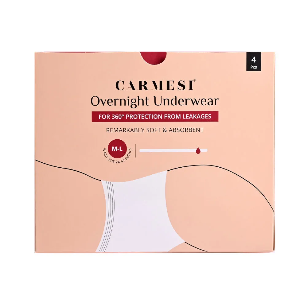 Carmesi Disposable Overnight Underwear for Women (M-L) 360° Protection from Leakages 4 Pcs