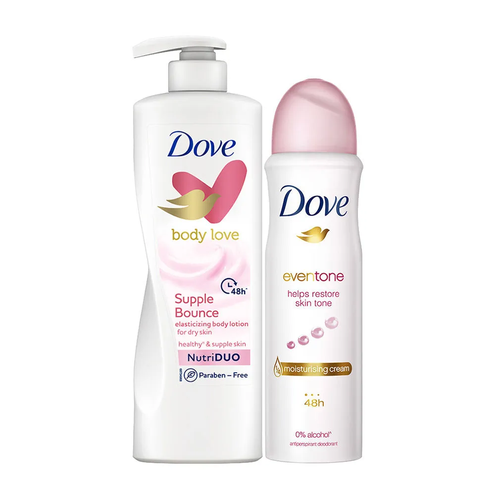 Dove Body Love Supple Bounce Body Lotion & Eventone Deodorant For Women