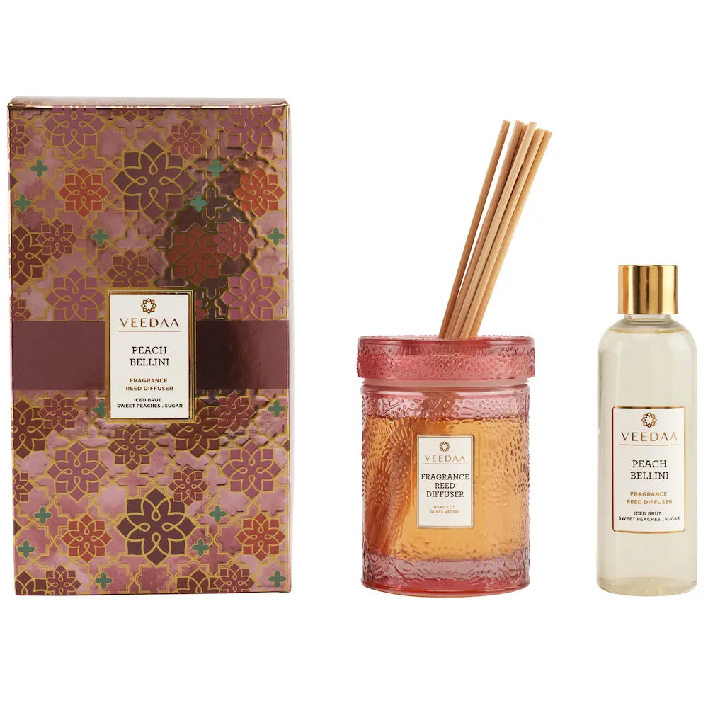 Veedaa Candles Peach Bellini Reed Diffuser Set