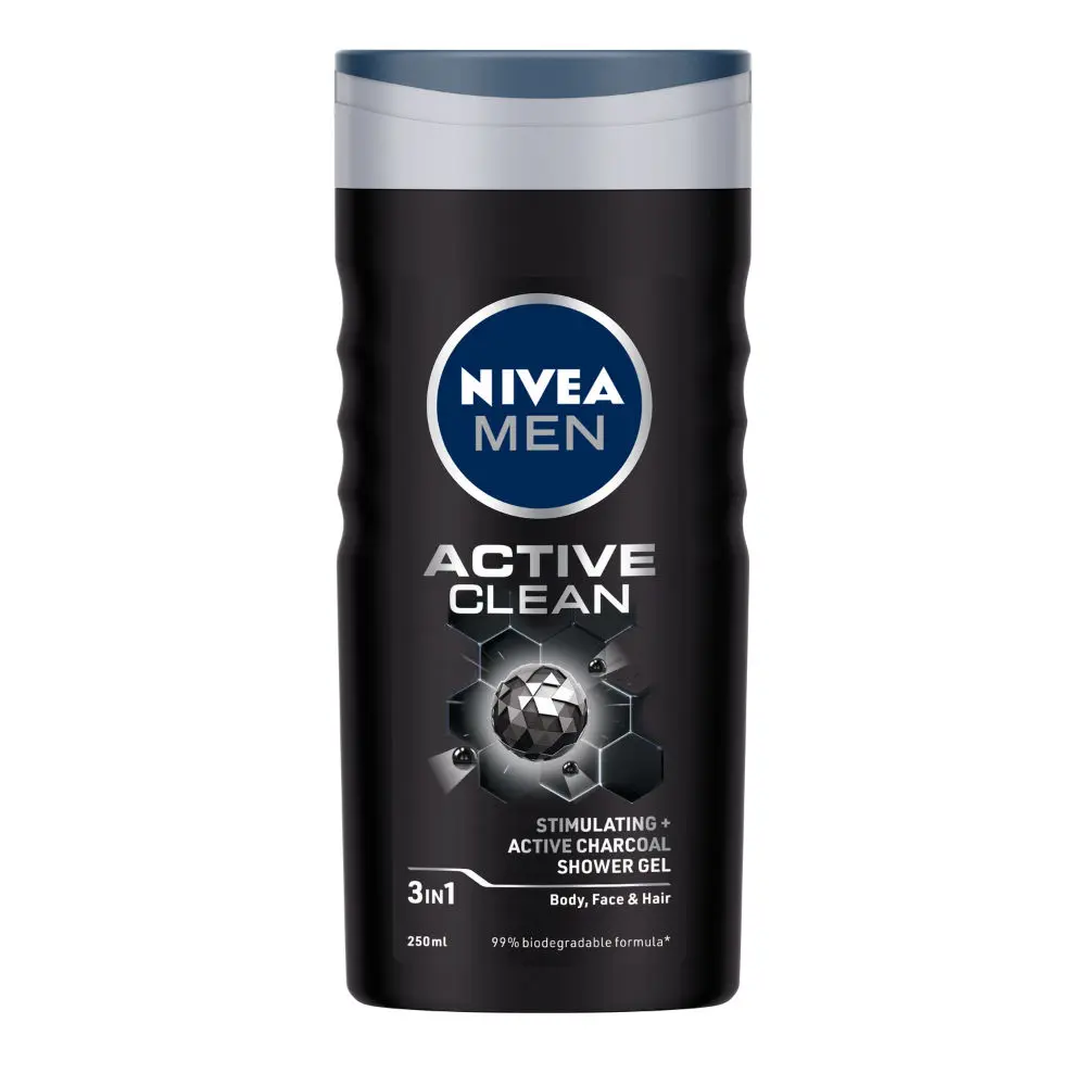 NIVEA MEN Shower Gel Active Clean Body Wash Men 250ml