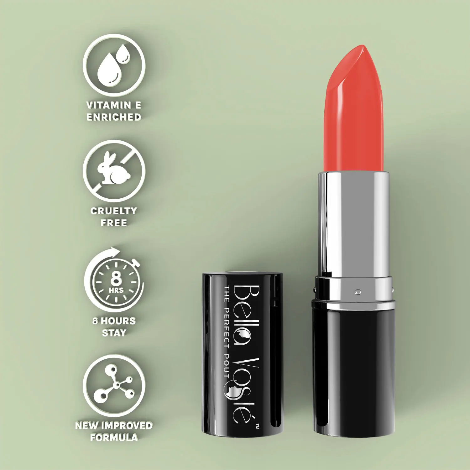 Bella Voste Sheer Creme Lust Lipstick Go For Peach (4.2 g) I Satin Finish I Cruelty Free I Long Lasting Improved Formula I One Stroke Aplication I Highly Pigmented