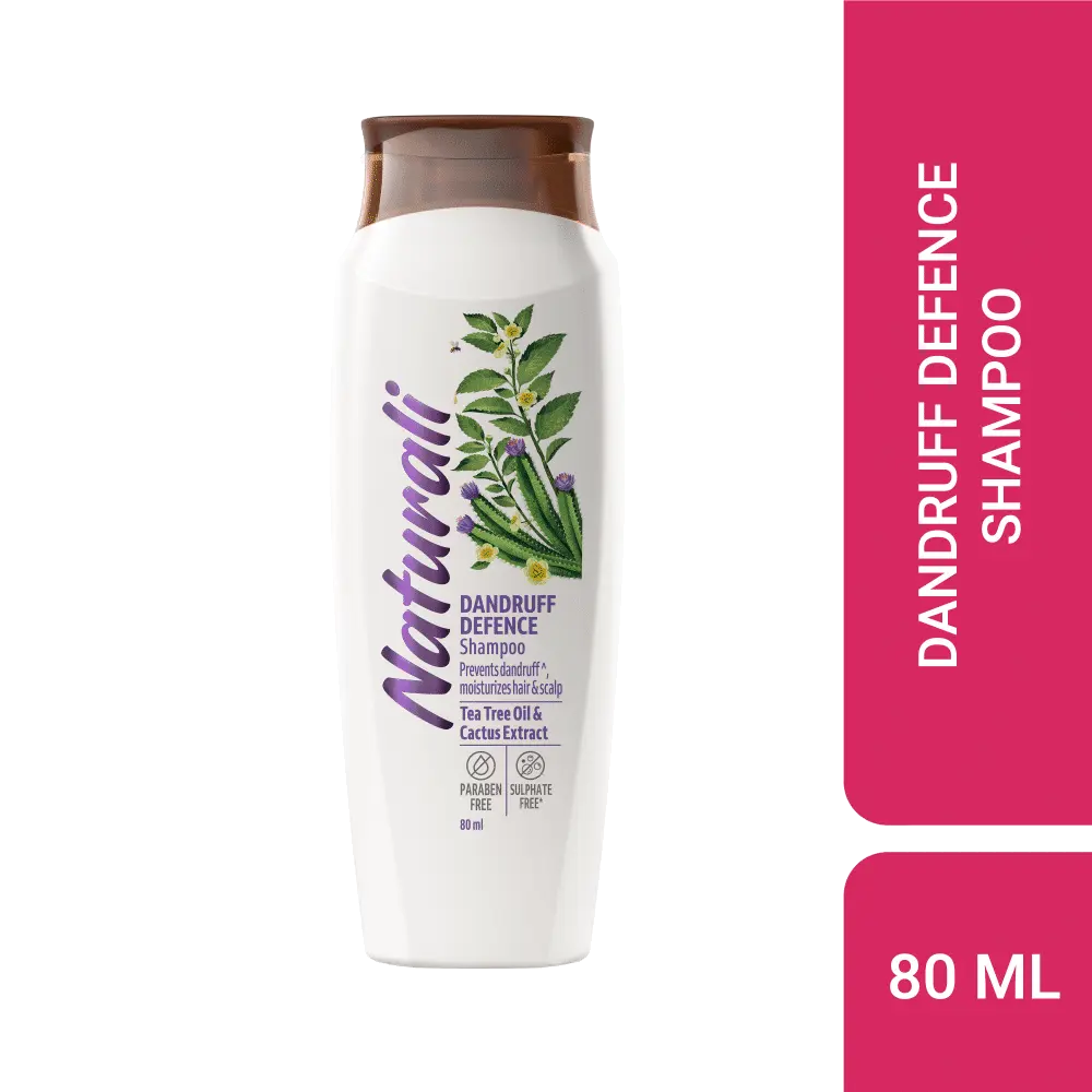 Naturali Dandruff Defence Shampoo | With Tea Tree Oil & Cactus Extract | Prevents Dandruff & Moisturizes Hair & Scalp | 80 ml