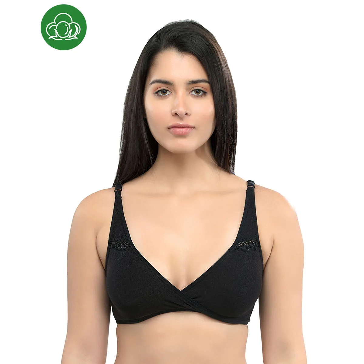 Inner Sense Organic Antimicrobial Sleeping/Feeding Bra - Black (38B)