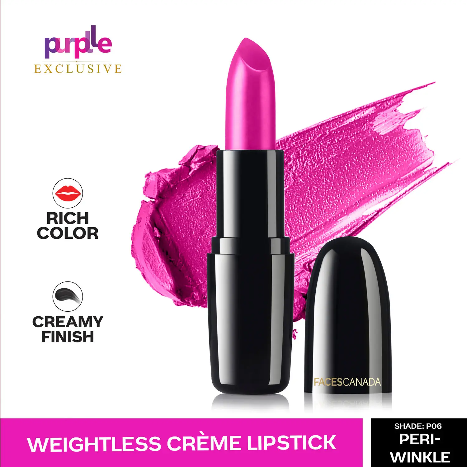 Faces Canada Weightless Creme Finish Lipstick Periwinkle P06 (4 g) - Exclusively on Purplle