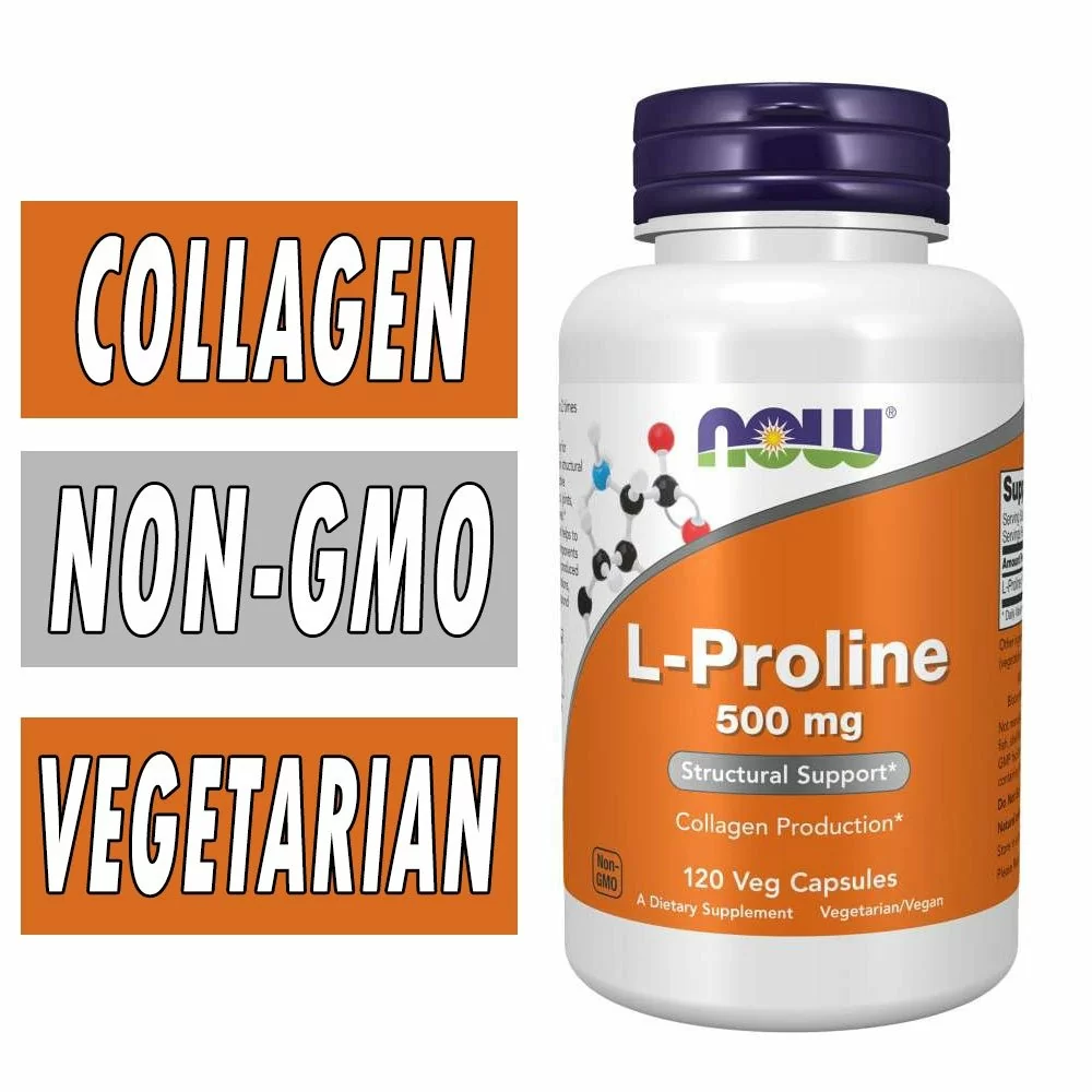 NOW L-Proline - 500 mg - 120 Veg Capsules