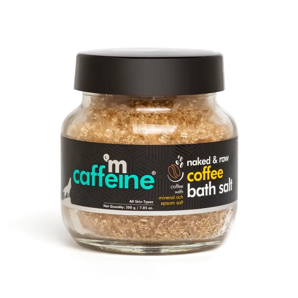 mCaffeine Coffee Epsom Bath Salt with Soothing Coffee-Vanilla Fragrance to Relax & De-stress - Natural & 100% Vegan 200 gm