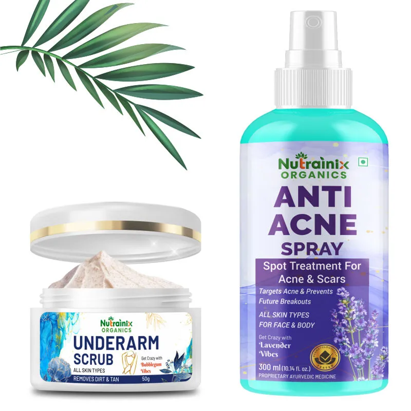 Nutrainix Organics Underarm Scrub + Anti-Acne Spray With Lavender Vibes