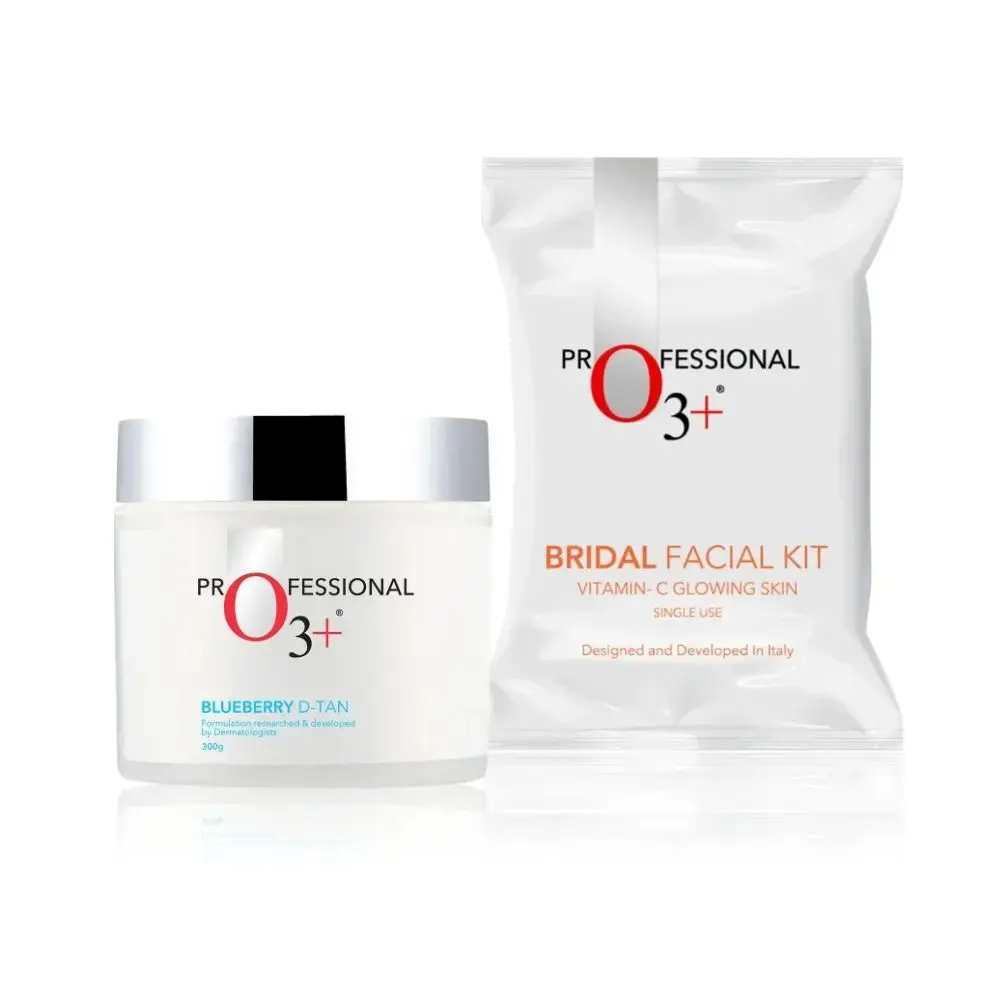 O3+ Bridal Facial Kit for Radiant & Glowing Skin(120gm) + O3+ Blueberry Dtan Mask For De Tan & Moisturising Glow - Combo