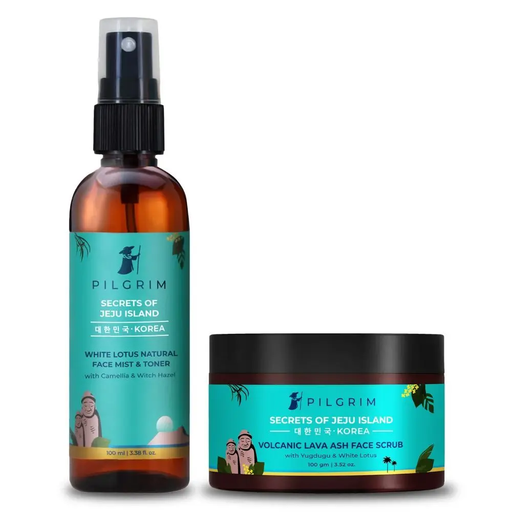 Pilgrim Korean Beauty Face Scrub + Alcohol Free Face Toner Mist Combo (Pack of 2)