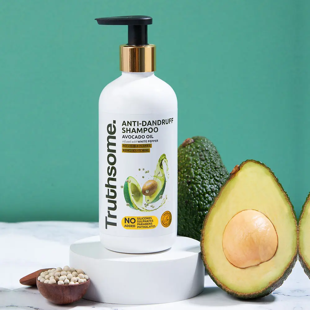 Truthsome Anti-Dandruff Shampoo with Avocado & White Pepper, No Silicones, Sulphates, Parabens, Phthalates 300 ml