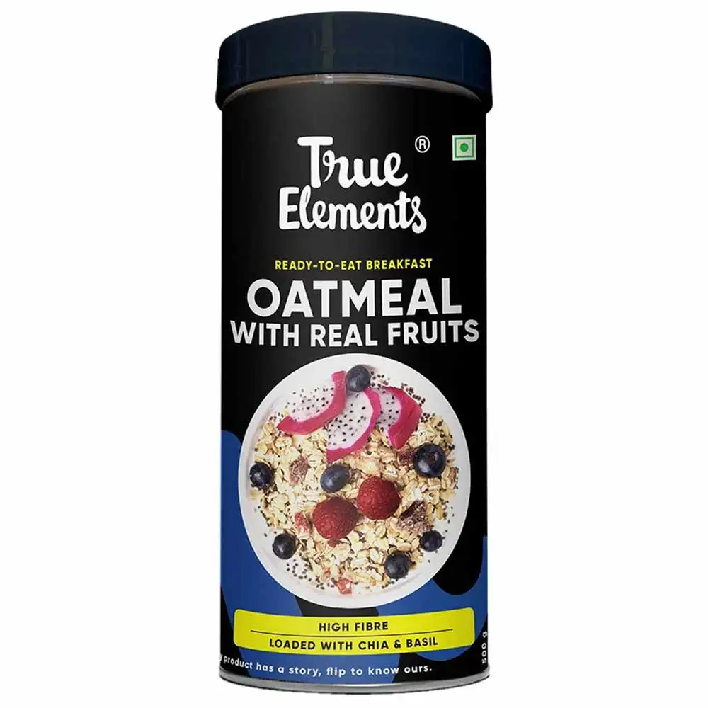 True Elements Whole Oatmeal with Chia and Real Fruits,  Unflavoured  0.5 kg