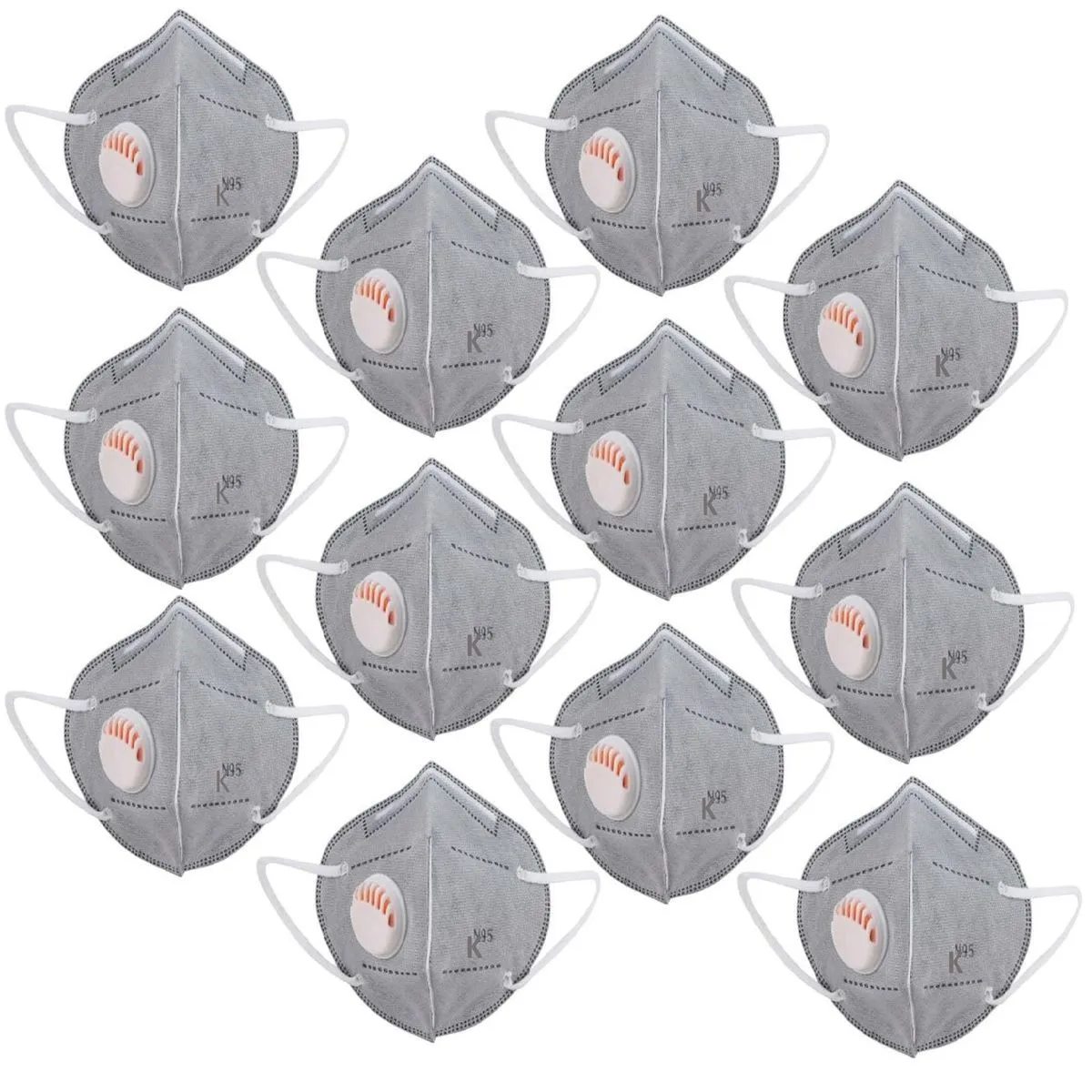 Fabula Pack of 12 Anti-Pollution Reusable 5 Layer Mask - Grey