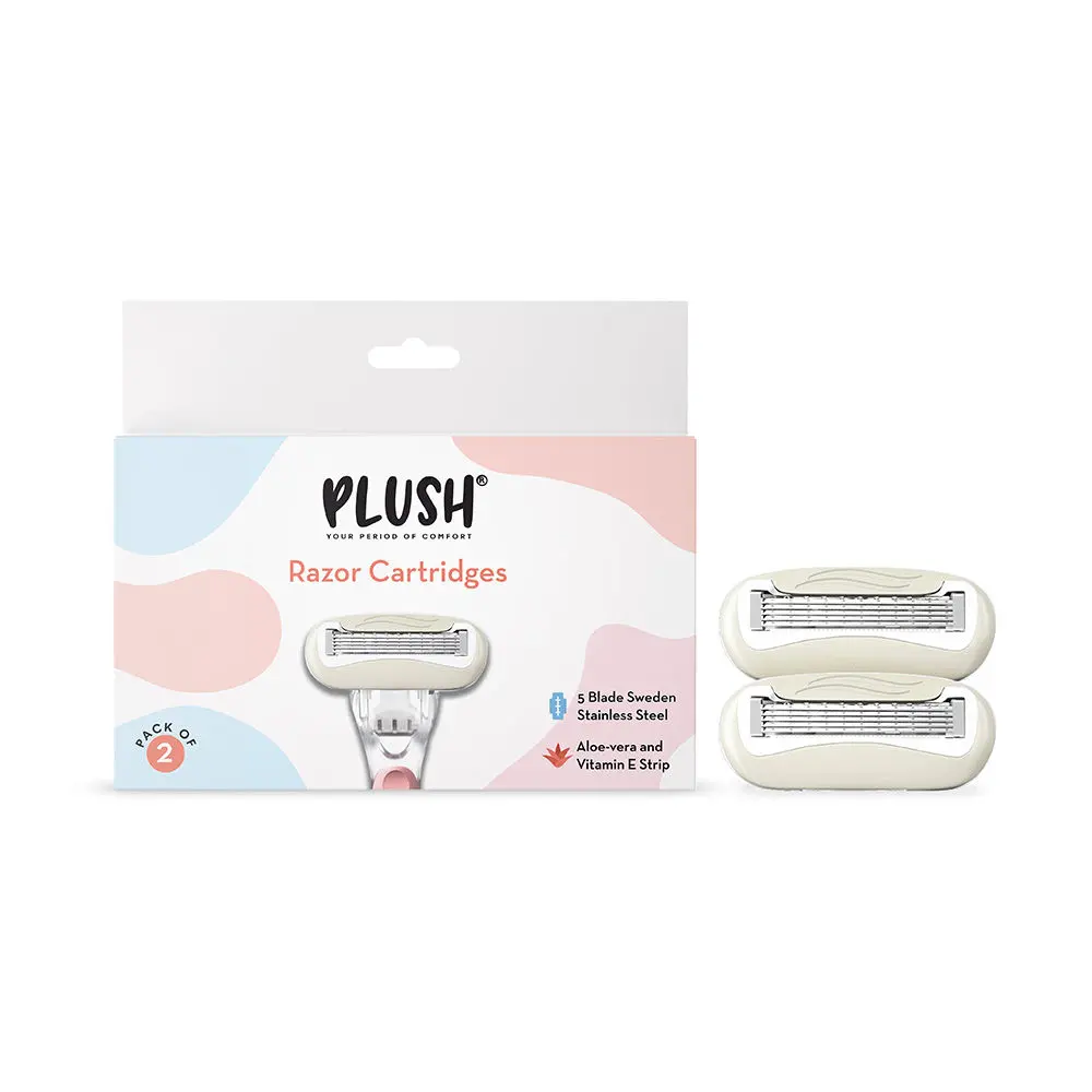 Plush 5 Blade Body Razor for Sensitive Skin + 2 Cartridges || For Easy & Safe Body Hair Removal at home || No Bumps, No Cuts